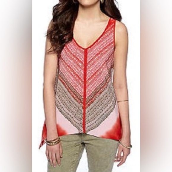 DKNY Jeans Cosmos Pink-Multi Printed Handkerchief Tank Top -16W - Picture 1 of 11